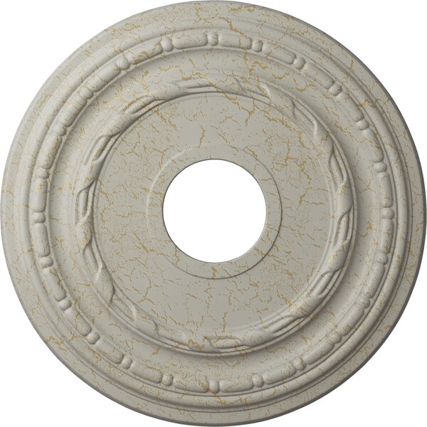 Ekena Millwork Dublin Ceiling Medallion (Canopies up to 8 1/4"), 15 3/8"OD x 3 5/8"ID x 1"P, Pot of Cream Crackle CM15DUPCC - main